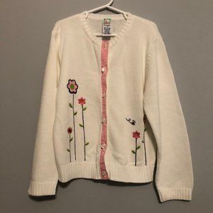 Gymboree Flower Power XXL 7 white Floral cardigan